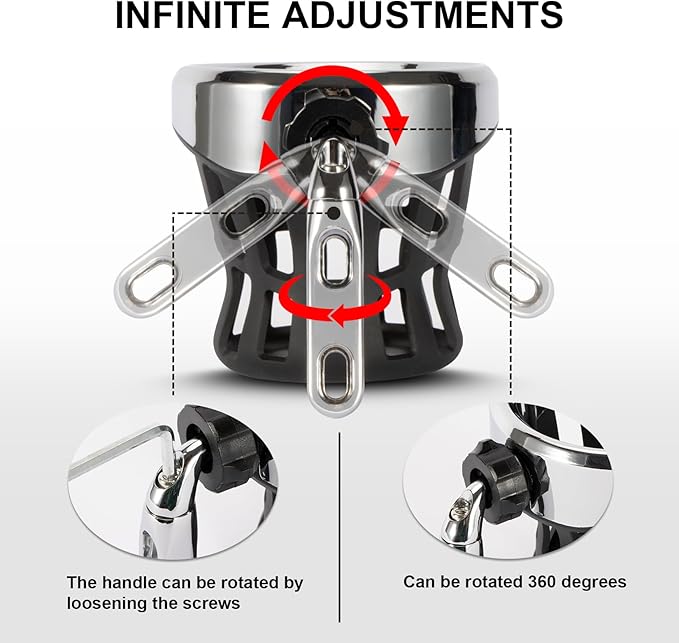 PSLER Motorcycle Drink Cup Holder Handlebar Mount Universal for Dyna Fat Bob Touring Road Glide Street Electra Glide Softail 1996-up Goldwing GL1800 2018-up (Chrome, 85mm)