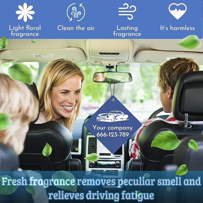 10Pcs Custom Logo Air Freshener for Car Bulk,Wholesale Personalized Double-Sided Car Air Fresheners with Photo Text Logo (10pcs-Rhombus)