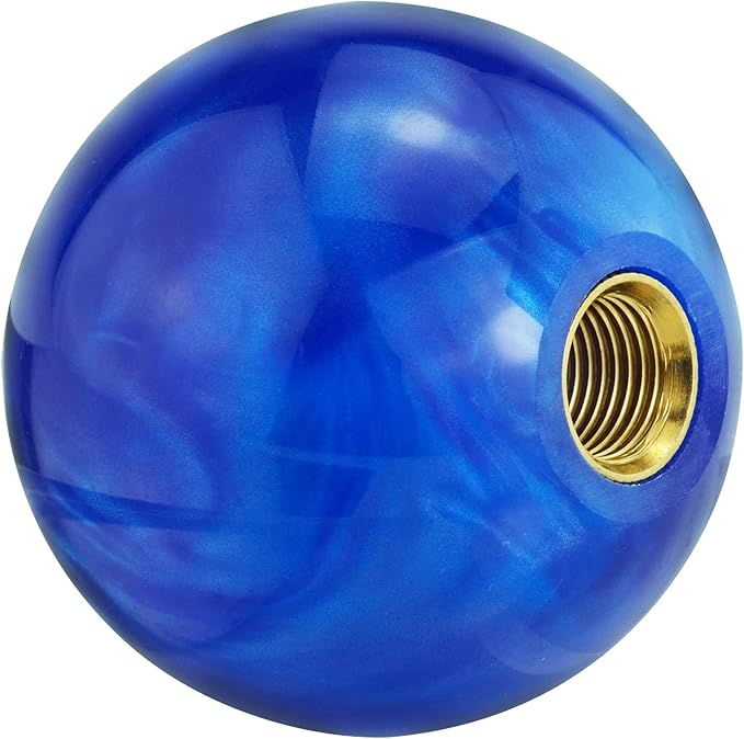 Lunsom Round Shift Knob, Ball Shape Gear Shifter Lever Head Shift Ball Car Stick Handle Fit Most Automatic Manual Transmission Vehicle (M8x1.25, Blue)