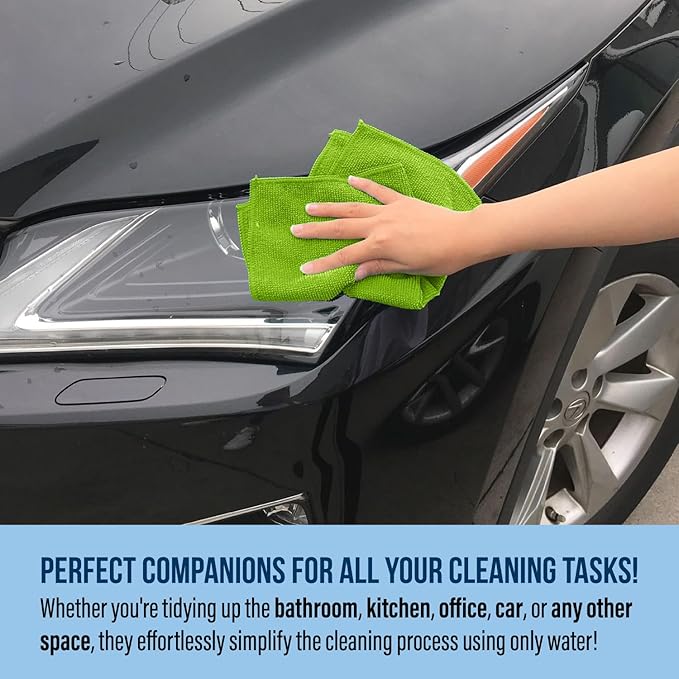 GREEN LIFESTYLE Chamois Cloth, Microfiber Cleaning Cloth 150 Pack, Borderless Towels Cleaning, Car Microfiber Towel, Drying Wash Towels (11.5" x 11.5", Multicolor)