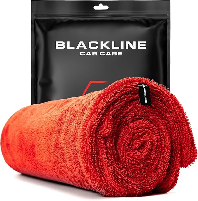 Blackline Car Drying Towel - 2ft x 3ft XL-Popular Pick Among Detailing Pros - 1300 GSM Microfiber Towel - Absorbs Over 8lbs of Water - Leaves No Streaks, Spots or Scratches - Dries an Entire Car