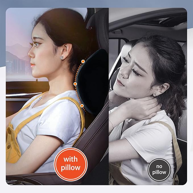 SPRFUFLY Make Relaxing Car Headrest Pillow, Car Pillow for Driving with Adjustable Strap, Breathable Removable Cover & Ergonomic Design - Softness Travel Car Neck Support Pillow(Black, 1PC)