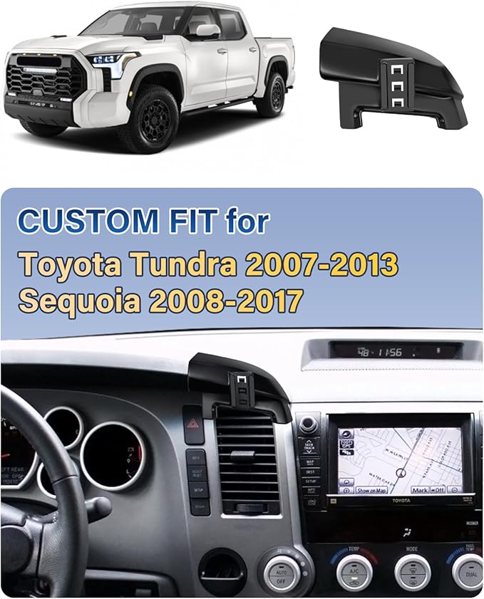 Phone Holder for Toyota Tundra 2007 2008-2013/Sequoia 2008-2015 2016 2017 Accessories Car Magnetic Phone Mount Compatible with Wireless Charger, Strong Magnets Fast Wireless Charger Cell Phone Base