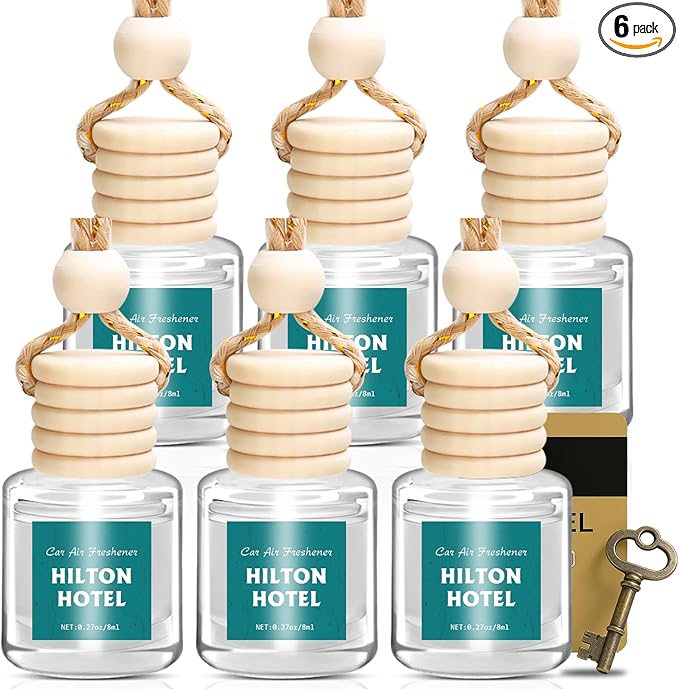 AROIC Premium Scent Car Air Freshener, 6 Pack Hotel Scent Collection Diffuser Set, Long Lasting Luxury Fragrance Essential Oil Aromatherapy, Hanging Air Freshener for Car Interior Accessories Unisex
