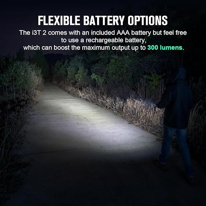 OLIGHT I3T 2 EOS Pocket EDC Flashlight, 200 Lumens Compact Bright Handheld Tactical Flash Lights, Dual-Output Tail Switch with AAA Battery and Two-Way Pocket Clip for Camping,Hiking (Midnight Blue)