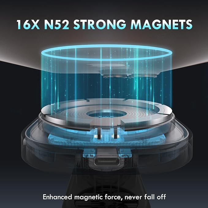 Coverado for 15W Magsafe Car Mount Charger, QI2 Wireless Car Charger Phone Holder fwith Adjustable Aluminum Alloy Arm, Magnetic Car Phone Holder Suction Cup for iPhone 17/16/15/14/13/12