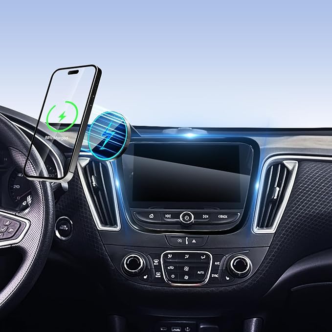 SKYLOTEC Phone Holder for Chevrolet Chevy Malibu 2016-2025/Equinox 2018-2024 Accessories 8-inch Screen Fixed Clip, Car Magnetic Phone Mount for MagSafe, Magnets Fast Wireless Charger Cell Phone Base