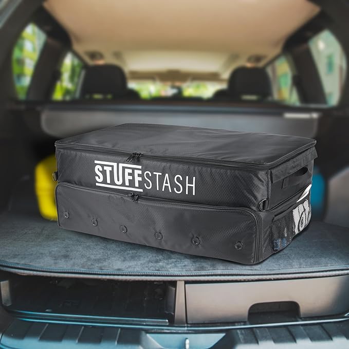 STUFFSTASH Golf Trunk Organizer – Extra Large Car & SUV Storage for Golf Gear (3 Pairs of Shoes, Ventilated Shoe Section, Reinforced Base, Dividers for Tees & Accessories)