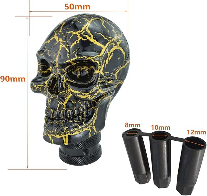 Lunsom Skull Gear Stick Shifter Knob, Resin Gear Shift Head Shifting Stick Handle Car Transmission Fit Automatic Manual Vehicle (Black)