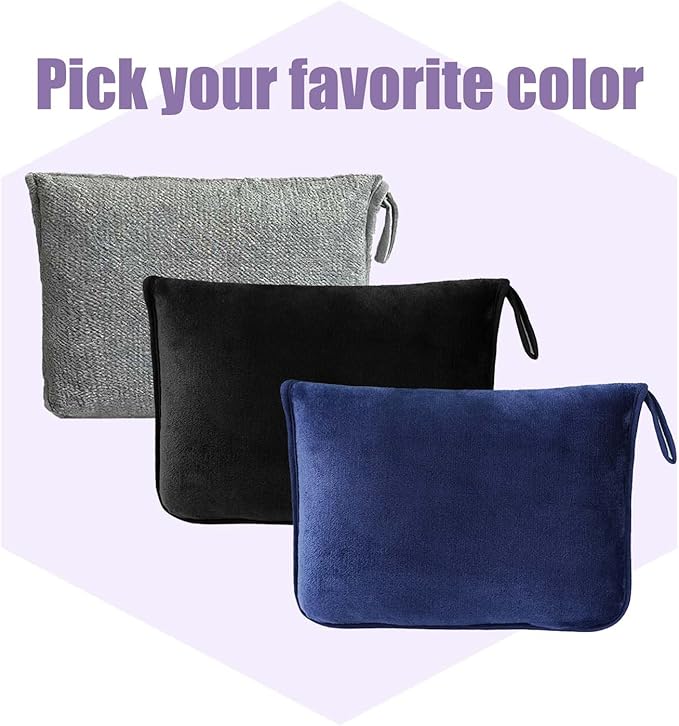 Travel Blanket and Pillow - Premium Soft 2 in 1 Airplane Compact with Soft Bag Pillowcase, Plane Blanket Compact Packable, Travel Essentials Accessories for Plane and Car, 60x80 Navy