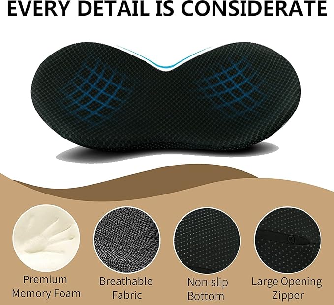 Car Seat Cushion - Memory Foam Car Seat Pad - Sciatica & Lower Back Pain Relief - Car Seat Cushions for Driving - Road Trip Essentials for Drivers(Black)