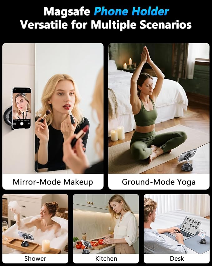 Magnetic Phone Holders for Your Car [89+LBS Suction & 3200gf Magnetic] 360° Adjustable Magsafe Car Phone Mount, Vacuum Suction Cup Car Mount for iPhone 17 Pro Max 16 15 14 13 12 Air Plus