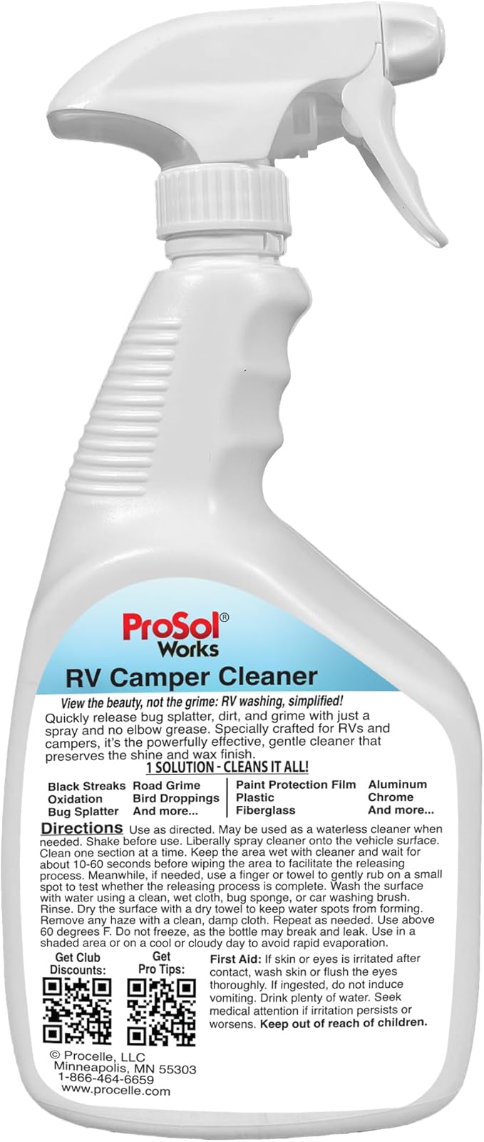 Bug Splat N' All RV Cleaner 32 fl oz - RV Car Wash Kit for Bug Guts, Road Grime, Bird Dropping Cleaner, Oxidation Remover & More - RV Wash for a Streak-Free Shine - Safe on All Surfaces