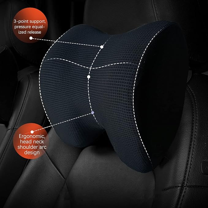 SPRFUFLY Make Relaxing Car Headrest Pillow, Car Pillow for Driving with Adjustable Strap, Breathable Removable Cover & Ergonomic Design - Softness Travel Car Neck Support Pillow(Black, 1PC)