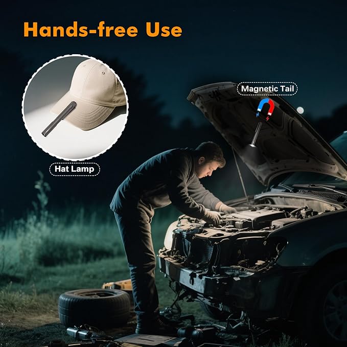 VTIGER T2A Compact EDC Flashlight,1500 High Lumens AA Rechargeable LED Flashlight, Super Bright Small Tactical Tail Switch Pocket Flash Light with Magnet for Camping,Hiking,Outdoor,Home,Emergency