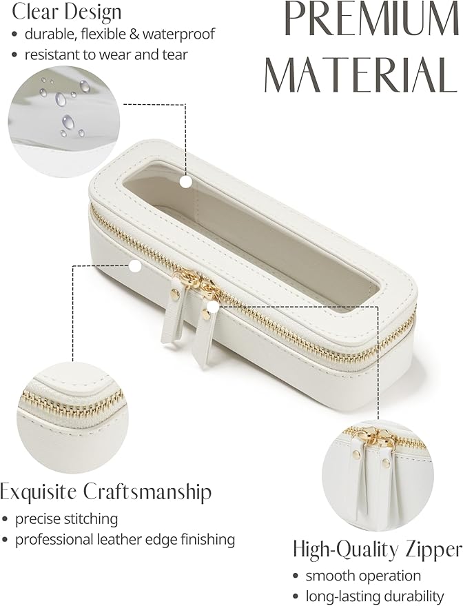 Popvibe Clear Makeup Bag Travel Cosmetic Case Transparent Toiletry Bag with Zipper, Portable Make Up Organizer Traveling Compact Car Bag for Essentials