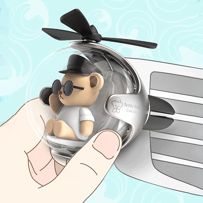 2 Pcs Pilot Car Air Freshener, Cute Duck Car Vent Clip Air Freshener Automotive Air Outlet Fan Diffuser, Automotive Interiors Vent Decoration (Silver+Red)