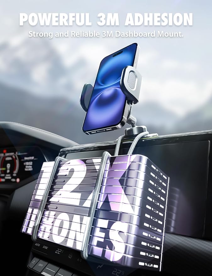 Bracketron TripGrip 2-in-1 Car Phone Holder Mount – 360° Rotating Phone Holders for Your Car with One-Button Expansion for Dashboard & Air Vent – Fits Most Smartphones