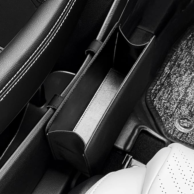 Accmor Car Trash Can, Leather Vehicle Trash Bin Car Dustbin Garbage Organizer Holder with 30 Pcs Trash Bags, Foldable Hanging Mini Cars Storage Bag Container for Auto, SUV (Black)