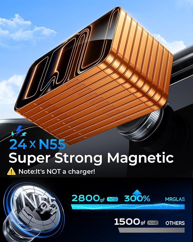 MRGLAS 2026 Upgraded Vacuum Magnetic Phone Holders for Your Car 360° Adjustable Absorption Magnetic Bracket 98LBS Magsafe Suction Cup Phone Mount for iPhone Car Truck Accessories for Men Women