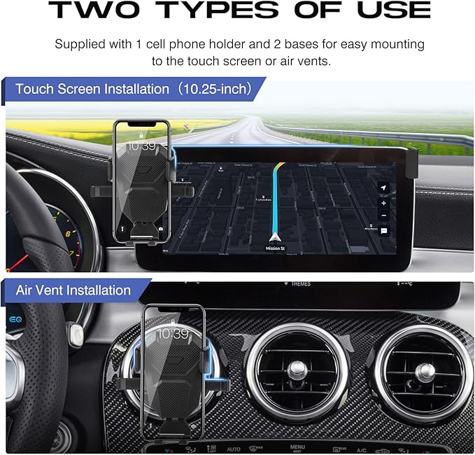 Car Phone Holder for 2015-2022 Mercedes-Benz C-Class/GLC Accessories,Adjustable GPS C-Class Phone Mount for 10.25-inch Screen,Hands-Free Ultra Stable Air Vent Phone Stand