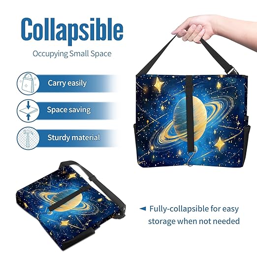 Car Trash Can with Lid, Portable Hanging Automotive Garbage Bin for Vehicles, Leakproof Waste Bag Container for SUV Truck Van Interior Auto Travel Road Trips(Planets)