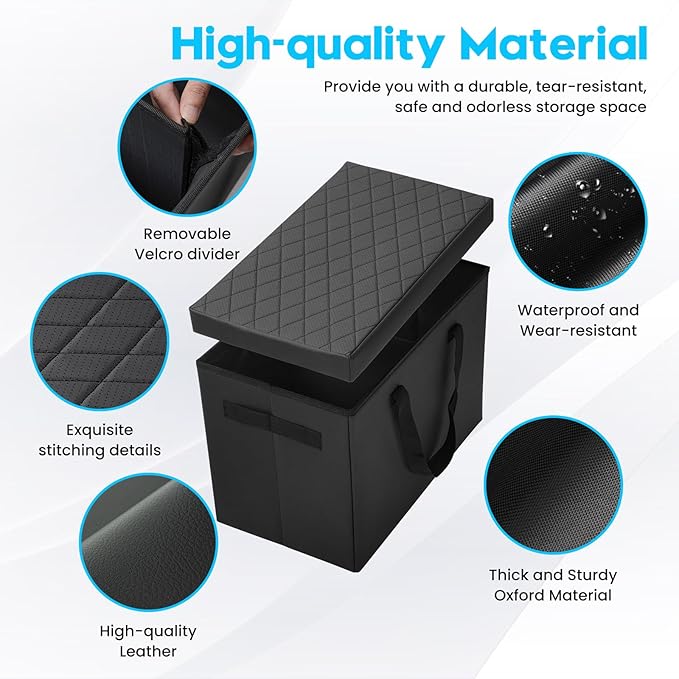 Autorder Car Seat Organizer for 2018-2025 Chevy Chevrolet Traverse Accessories Portable Backseat Organizer with Lid Handles Multipurpose Car Floor Storage for Kids Toys Baby Products Daily Necessities