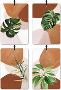 Boho Modern Botanical Car Air Freshener 4 Pcs, Minimalist Terracotta Tropical Plant Leaves Air Freshener Hanging for Cars Books Closet Drawer, Girly Car Accessories for Women