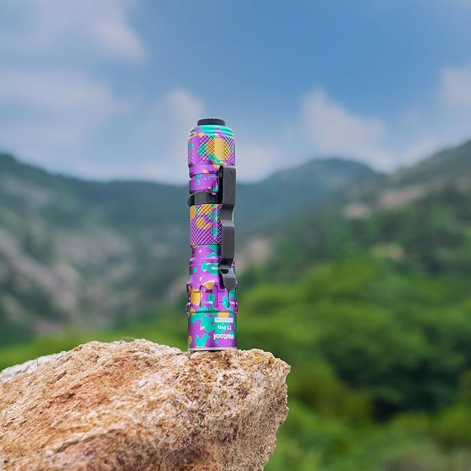 Weltool T1 Pro Mini Flashlight with Pocket Clip,Throwing Distance 313 Meters, 24,500 Candela for EDC,Hiking,Camping,Emergency Lighting (Colorful)