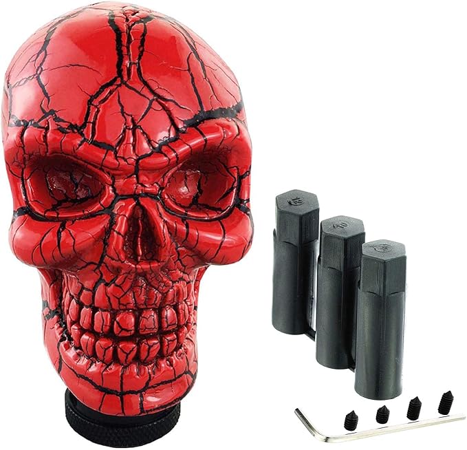 Abfer Shift Knob Automatic Gear Shifter Red Manual Stick Shift Handle Skull Shifter Knobs for Car Vehicles
