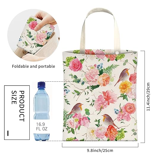 Cute Car Trash Can, Hanging Canvas Car Back Seat Organizer and Storage Bag, Funny Car Trash Bag For Travelling, Outdoor Cute Pink Flower Brid