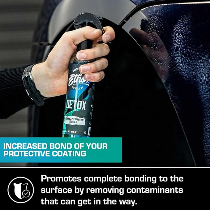 Ethos Detox - Ceramic Coating Prep Spray, Panel Wipe, Glass Cleaner - Prep Ceramic Coating, Wax, or Sealant - Multi-Purpose Formula - Leaves Nothing But the Shine