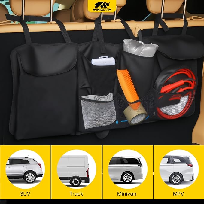 MIKKUPPA Trunk Organizer for SUV - 42"*18" Large Hanging Backseat Trunk Storage for Subaru Crosstrek Forester Outback, Jeep Wrangler Grand Cherokee Compass, Ford Bronco Escape Explorer Edge, Toyota