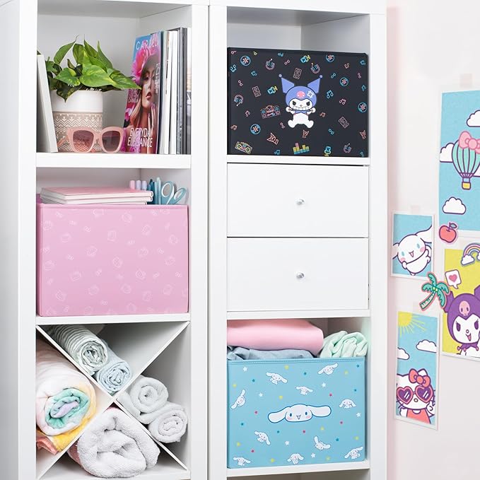 Sanrio Hello Kitty Car Trunk Organizer and Storage Bin - Collapsible Simple Compartment Convenient Heavy Duty, Fold Up for Easy Storage Box, Automotive Seat Cargo Groceries Tools - 12.5L x 12.5W x 9H