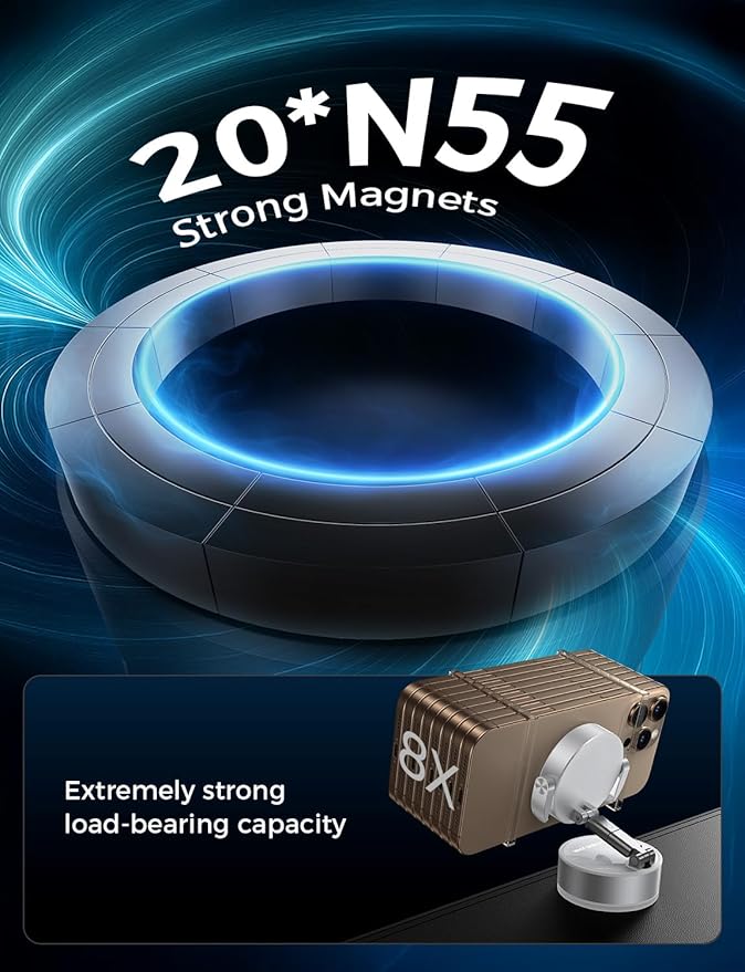 MAGIC JOHN Upgrade Ultra Magnetic Phone Holders for Your Car, Foldable Car Phone Holder Mount for Dashboard, 360° Rotatable Magnetic Phone Holder for Car, Magnetic Car Mount for iPhone All Cell Phones