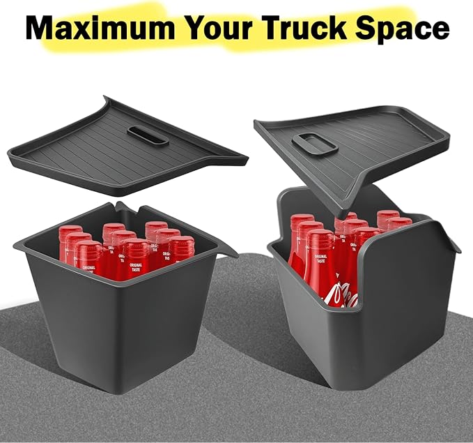 Trunk Storage Bins with TPE Lids Compatible with 2025 2026 Tesla Model Y Juniper , 2 PCS TPE Waterproof Trunk Side Storage Box Organizer Fit Tesla Model Y Accessories