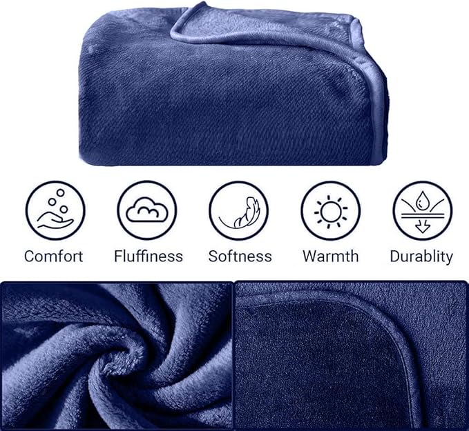 Travel Blanket Pillow, Soft Airplane Blanket 2-in-1, Travel Blanket Airplane Compact with Bag, Travel Essentials Accessories for Plane and Car,60x40 Navy