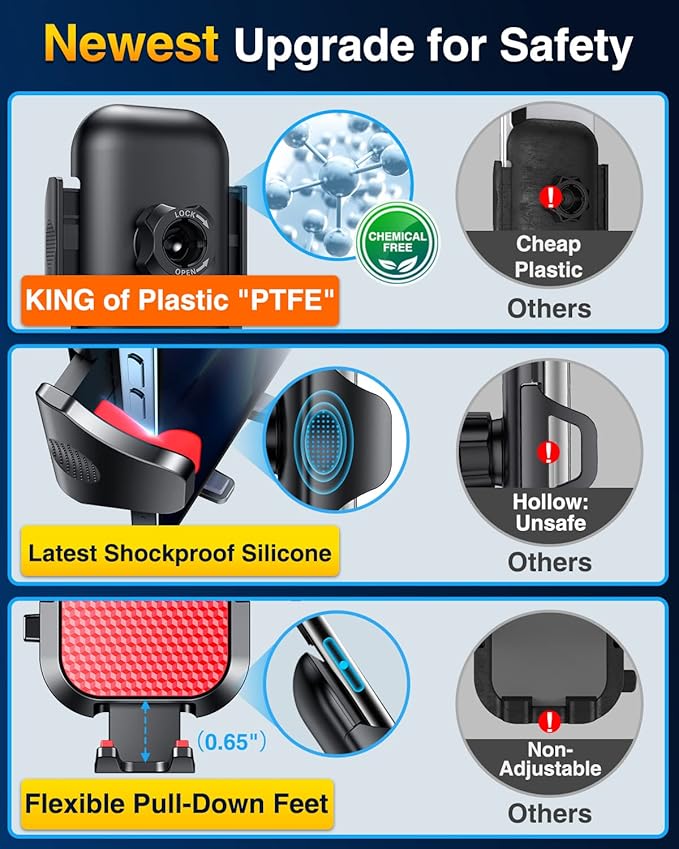 VANMASS 2026【True Military-Grade】 Phone Holders for Your Car 【Strongest Suction & Clip】 Ultimate Cell Phone Mount Dashboard Windshield Vent for iPhone 17 Pro Max 1615 14 13 12 Samsung Android Truck