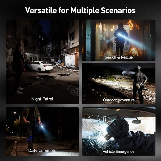 NEXTORCH TA30D Tactical Flashlight 2200 Lumens, Waterproof Hight Lumens Bright Powerful Pocket EDC Rechargeable Flashlight with 5 Modes & Strobe & Ring for Tactical Emergency Outdoor Night Search