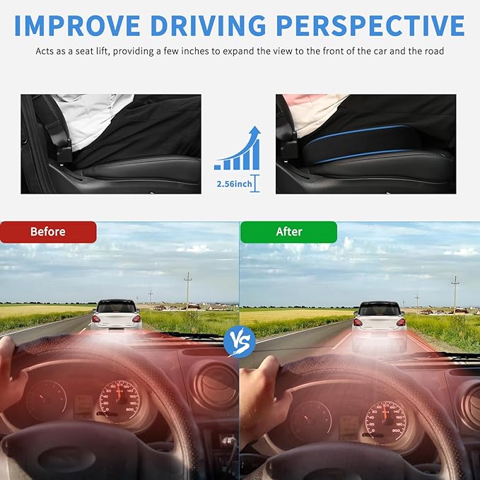 Nilight Car Seat Cushion Black Velvet Gel Memory Foam Seats Soft and Comfortable Suitable for Daily Life and Driving Relieves Sciatica and Tailbone Pain Improves Drive Vision