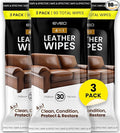 EVEO Leather Cleaner Wipes 4-in-1 Leather Cleaner and Conditioner for Furniture, Car Interior, Couch, Shoes & Purses – UV Protection, XL Moistened Cleaning Wipes Restore & Protect – 3 Pack (90 Total)