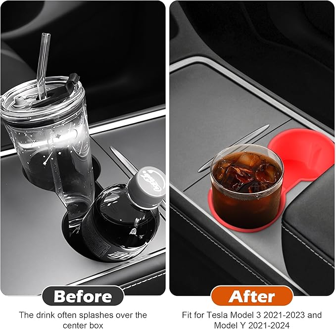 frani Center Console Cup Holder Designed for Tesla Model 3 2021-2023 Model Y 2021-2025,Tesla Interior Center Console Accessories Red