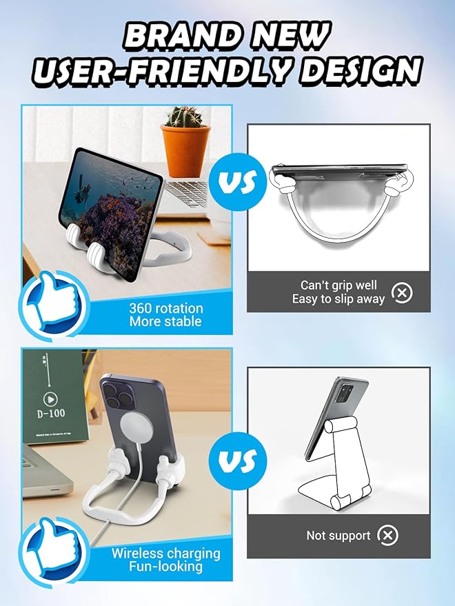 Valentines Day Gifts for Men Women Teens Kids: Thumbs Up Lazy Phone Stand Holder for Desk Funny Gadgets for Teenage Boys Girls Dad Father Mother Mom Son Daughter Husband Wife Adults Gifts for Easter