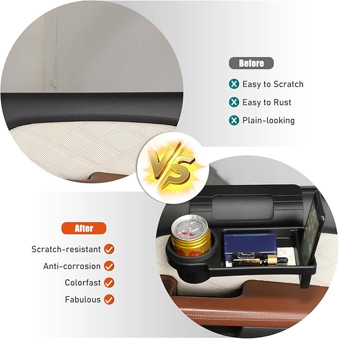 Car Window Multifunctional Storage Tray Organizer Compatible with Cadillac Escalade 2007-2014,ABS Door Side Hanging Cup Holder Storage Rack Interior Accessories