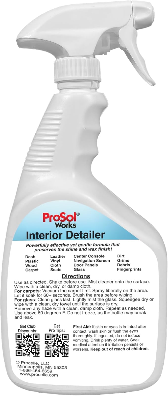 Bug Splat N' All Interior Detailer 32 fl oz - All Purpose Cleaner for Seat, Dash, Wood, Glass & More - Quick Detailer Spray Effective on Oil, Dirt, Grime & Debris - Safe on All Surfaces