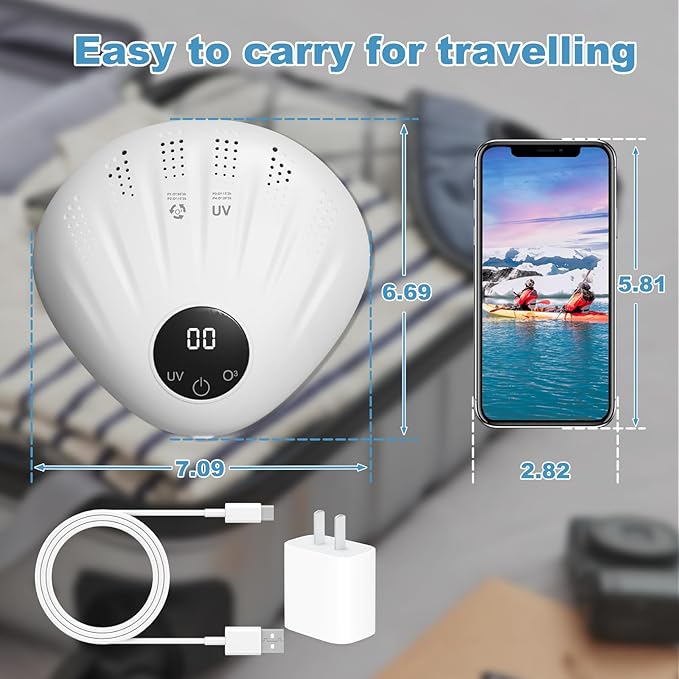 Portable Air Freshener with Ion Technology - Plug-in & Battery Powered for Home, Car, Pet Areas | 72H Runtime, Seashell Design, Compact Travel Use