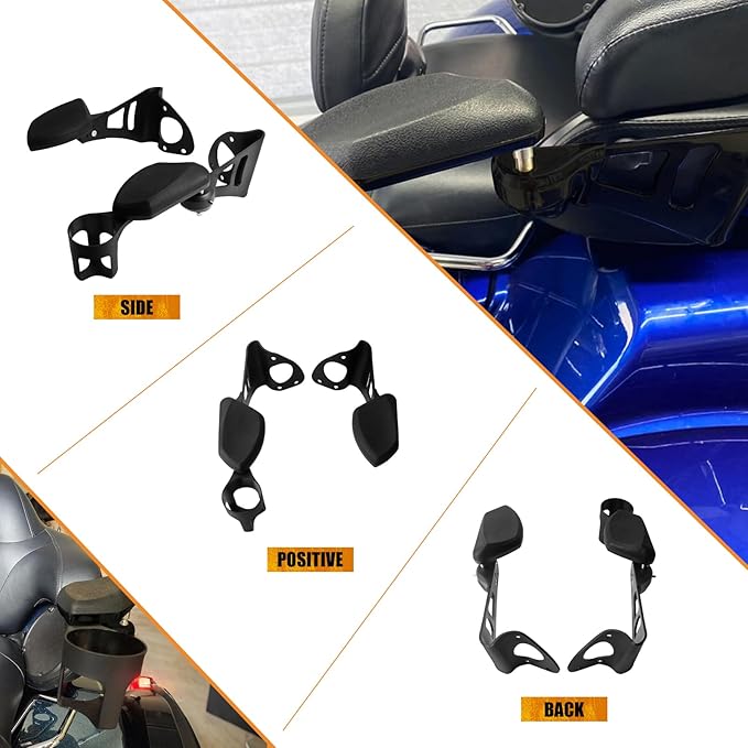 Passenger Armrests with Adjustable Cup Holder Fit for Harley Touring Electra Glide FLHT, Road Glide Ultra FLTR, Tri Glide FLHTCUTG 2014-2024 (Black)