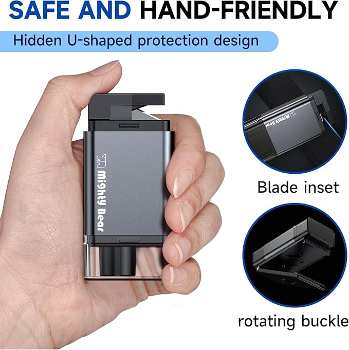 MightY Bear Car Window Breaker Seatbelt Cutter, 2-in-1 Car Emergency Tool, Underwater Glass Breaker for Traffic Accidents and Family Rescue - Gray