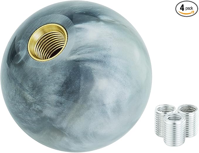 Lunsom Round Shift Knob, Ball Shape Gear Shifter Lever Head Shift Ball Car Stick Handle Fit Most Automatic Manual Transmission Vehicle (M8x1.25, Gray)