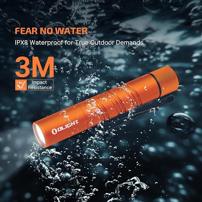 OLIGHT I3T 2 EOS Pocket EDC Flashlight, 200 Lumens Compact Bright Handheld Flash Lights, Dual-Output Tail Switch with AAA Battery and Two-Way Pocket Clip for Camping and Hiking (Orange)